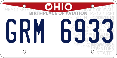 OH license plate GRM6933