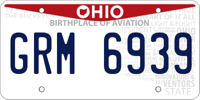 OH license plate GRM6939