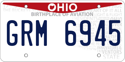 OH license plate GRM6945