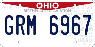 OH license plate GRM6967