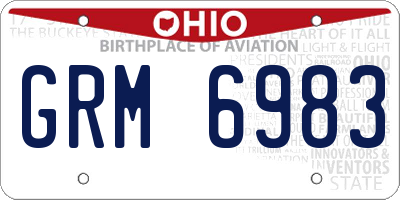 OH license plate GRM6983