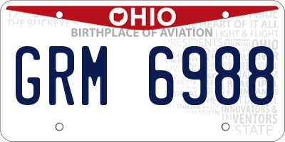 OH license plate GRM6988