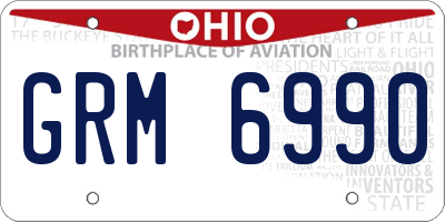 OH license plate GRM6990