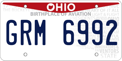 OH license plate GRM6992