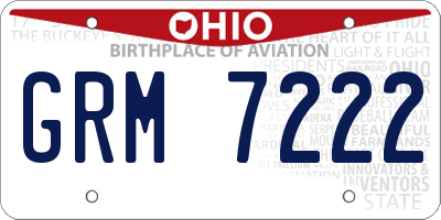 OH license plate GRM7222