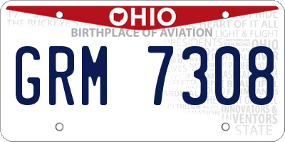 OH license plate GRM7308