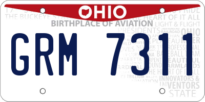 OH license plate GRM7311