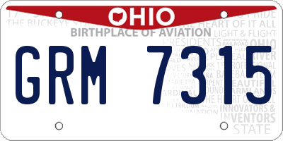 OH license plate GRM7315