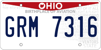OH license plate GRM7316
