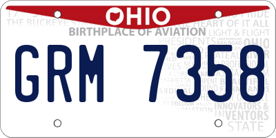 OH license plate GRM7358