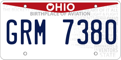OH license plate GRM7380