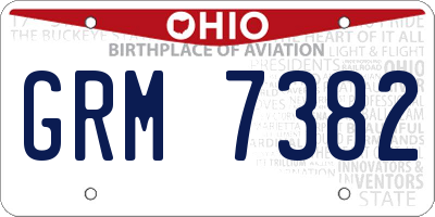 OH license plate GRM7382