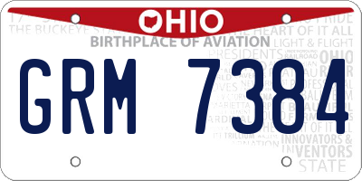 OH license plate GRM7384