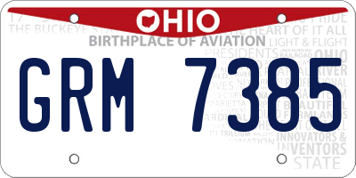 OH license plate GRM7385