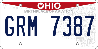 OH license plate GRM7387