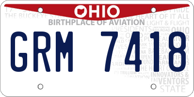 OH license plate GRM7418