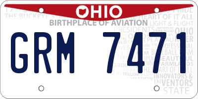 OH license plate GRM7471