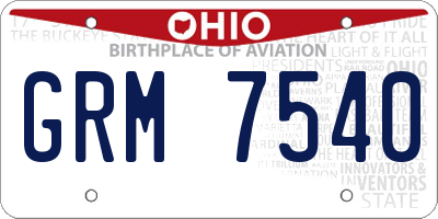 OH license plate GRM7540