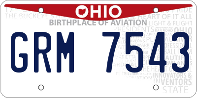 OH license plate GRM7543