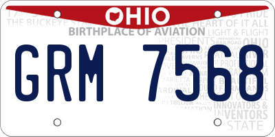 OH license plate GRM7568