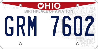 OH license plate GRM7602
