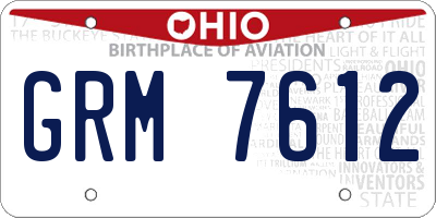 OH license plate GRM7612
