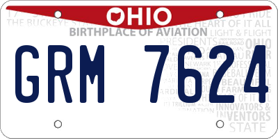 OH license plate GRM7624