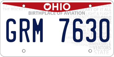 OH license plate GRM7630