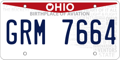 OH license plate GRM7664