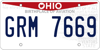 OH license plate GRM7669