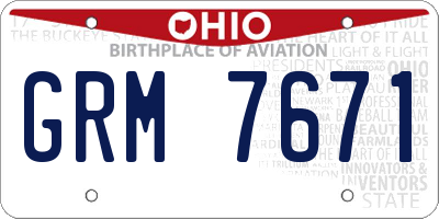 OH license plate GRM7671