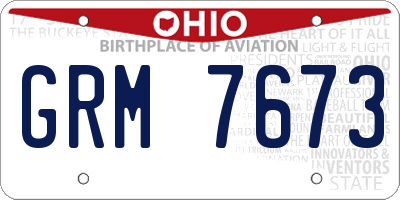 OH license plate GRM7673