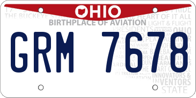 OH license plate GRM7678