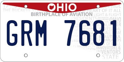 OH license plate GRM7681