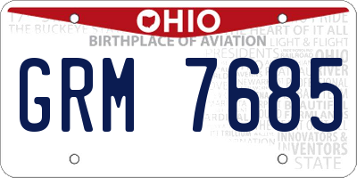 OH license plate GRM7685