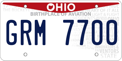 OH license plate GRM7700