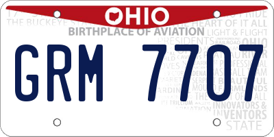 OH license plate GRM7707