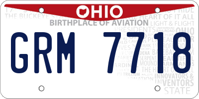 OH license plate GRM7718