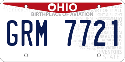 OH license plate GRM7721
