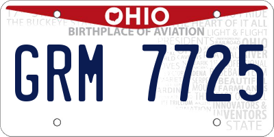 OH license plate GRM7725