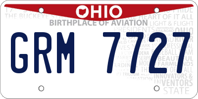 OH license plate GRM7727