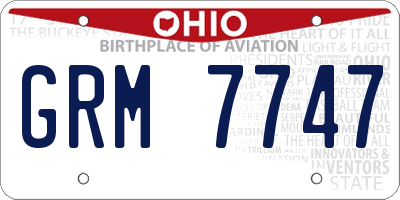 OH license plate GRM7747