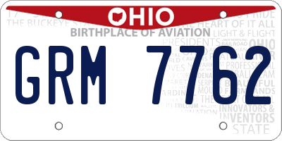 OH license plate GRM7762
