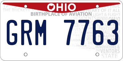 OH license plate GRM7763