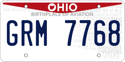OH license plate GRM7768