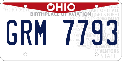 OH license plate GRM7793