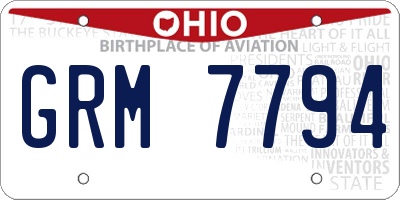 OH license plate GRM7794