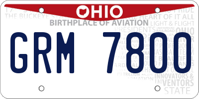 OH license plate GRM7800