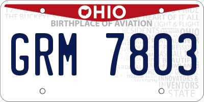 OH license plate GRM7803