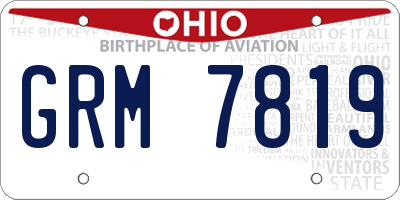 OH license plate GRM7819
